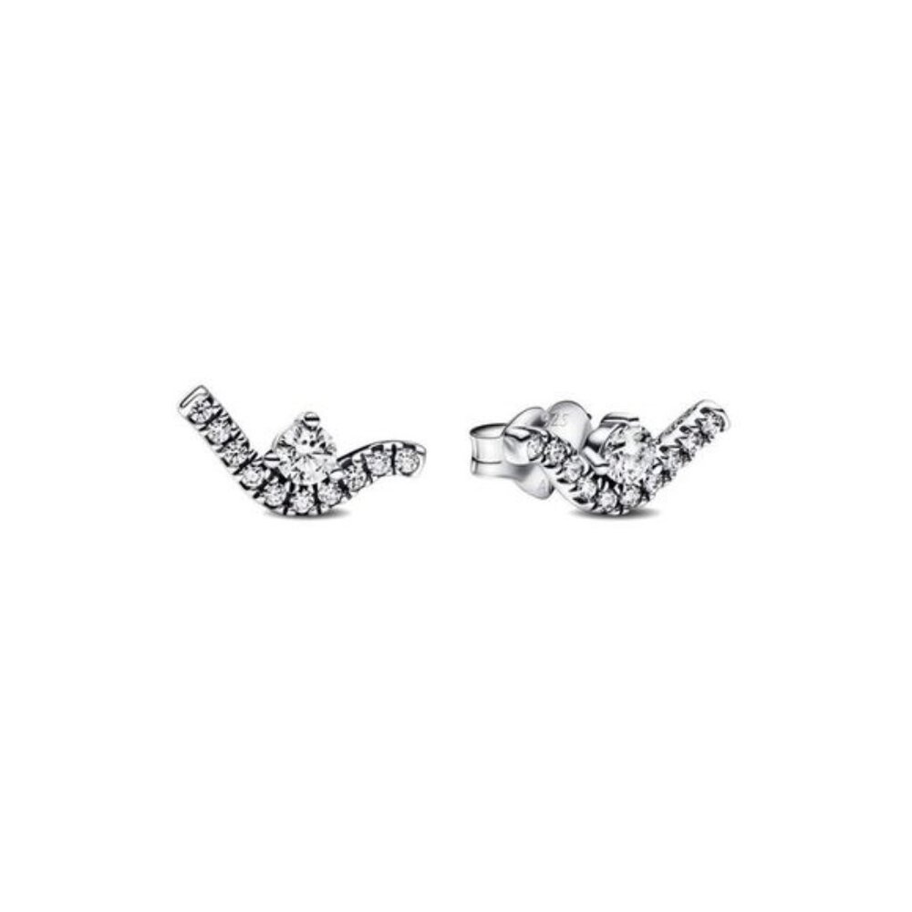 Pandora Timeless Silver Cz Sparkling Wave Studs